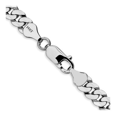 14K White Gold 6.25mm Flat Beveled Curb Chain – view 3