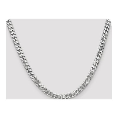 14K White Gold 6.25mm Flat Beveled Curb Chain – view 4