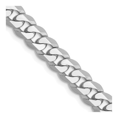 14K White Gold 6.25mm Flat Beveled Curb Chain