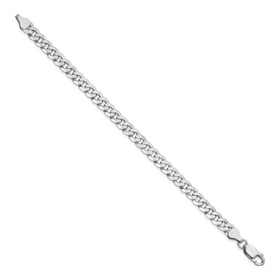 14K White Gold 6.25mm Beveled Flat Curb Chain Bracelet – view 2