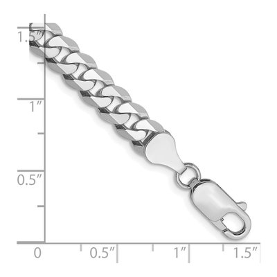 14K White Gold 6.25mm Beveled Flat Curb Chain Bracelet – view 3