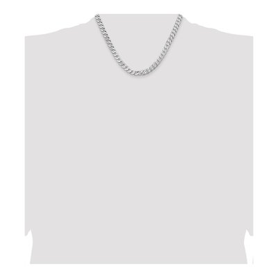 14K White Gold 7.25mm Flat Beveled Curb Chain – view 4