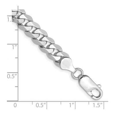 14K White Gold 7.25mm Flat Beveled Curb Chain Bracelet – view 2