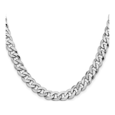 14K White Gold 8mm Flat Beveled Curb Chain – view 2