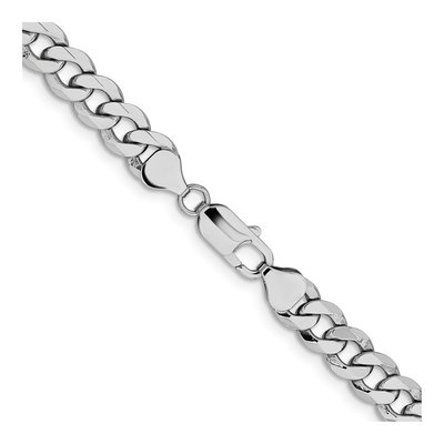 14K White Gold 8mm Flat Beveled Curb Chain – view 3