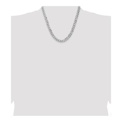 14K White Gold 8mm Flat Beveled Curb Chain – view 4