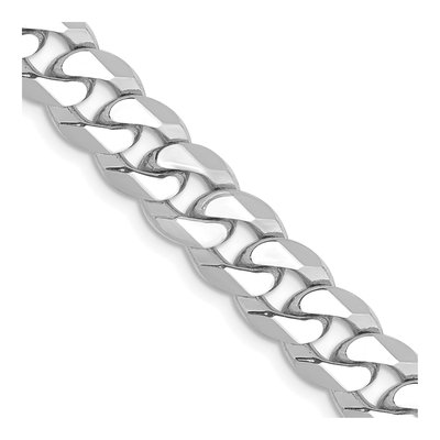 14K White Gold 8mm Flat Beveled Curb Chain