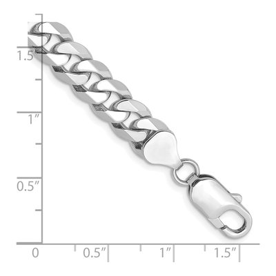 14K White Gold 8mm Flat Beveled Curb Chain Bracelet – view 2