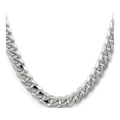 14K White Gold 8.5mm Flat Beveled Curb Chain – view 2