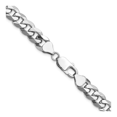 14K White Gold 8.5mm Flat Beveled Curb Chain – view 3