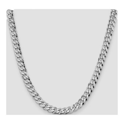 14K White Gold 8.5mm Flat Beveled Curb Chain – view 4