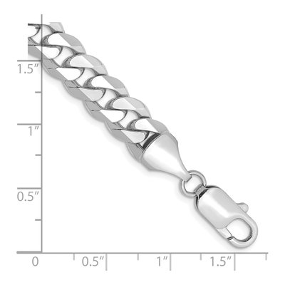 14K White Gold 8.5mm Flat Beveled Curb Chain Bracelet – view 3