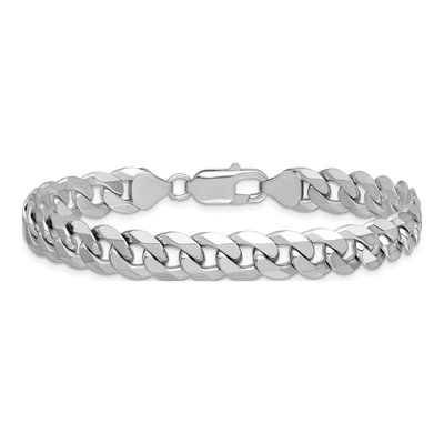 14K White Gold 8.5mm Flat Beveled Curb Chain Bracelet – view 4