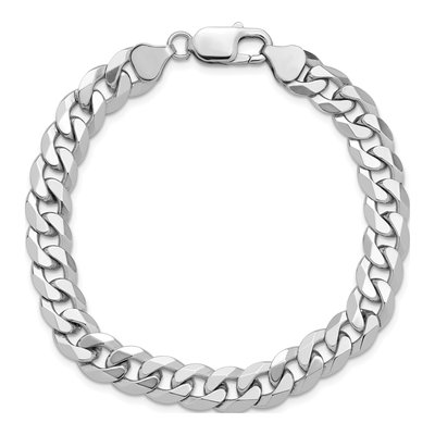 14K White Gold 8.5mm Flat Beveled Curb Chain Bracelet – view 5