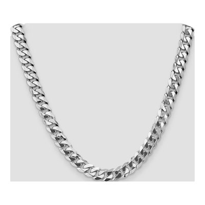 14K White Gold 9.5mm Flat Beveled Curb Chain – view 4