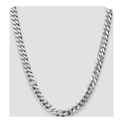 14K White Gold 9.5mm 22-inch Flat Beveled Curb Chain – view 4