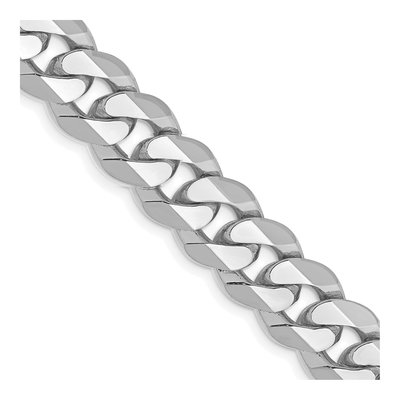 14K White Gold 9.5mm 22-inch Flat Beveled Curb Chain