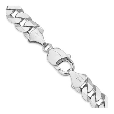 14K White Gold 9.5mm Flat Beveled Curb Chain – view 3