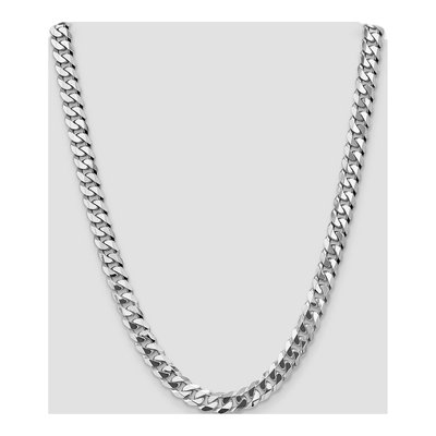 14K White Gold 9.5mm Flat Beveled Curb Chain – view 4