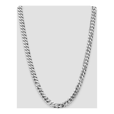 14K White Gold 9.5mm Flat Beveled Curb Chain – view 4