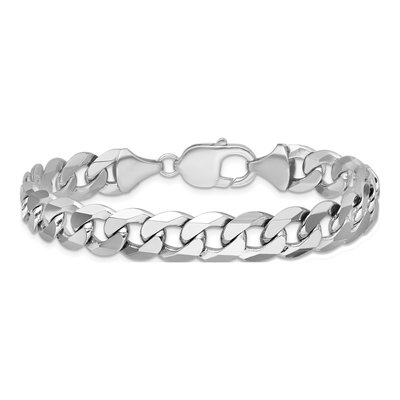 14K White Gold 9.5mm Flat Beveled Curb Chain Bracelet – view 4