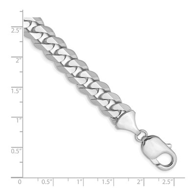 14K White Gold 9.5mm Flat Beveled Curb Chain Anklet – view 3