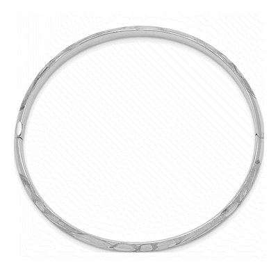 14K White Gold Florentine Hinged Bangle Bracelet – view 4