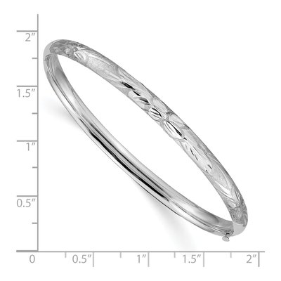 14K White Gold Florentine Hinged Bangle Bracelet – view 5