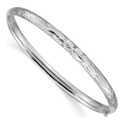 14K White Gold Florentine Hinged Bangle Bracelet
