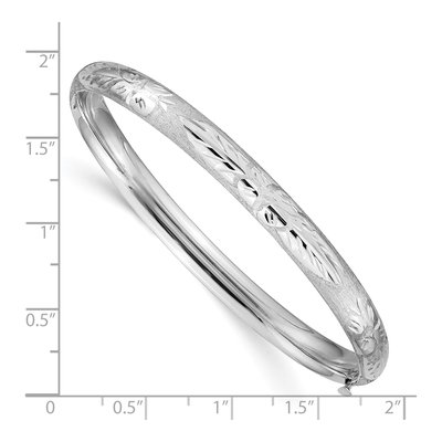 14K White Gold Florentine Hinged Bangle Bracelet – view 5