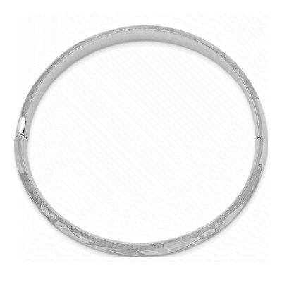 14K White Gold Florentine Hinged Round Bangle Bracelet – view 4