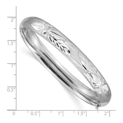 14K White Gold Florentine Hinged Round Bangle Bracelet – view 5