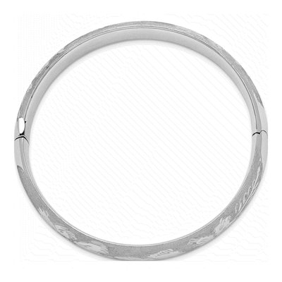 14K White Gold Florentine Hinged Bangle Bracelet – view 4