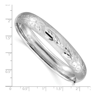 14K White Gold Florentine Hinged Bangle Bracelet – view 5