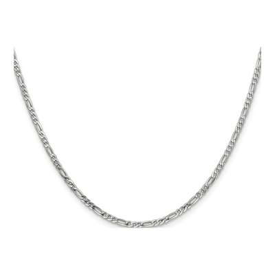 14K White Gold 2.25mm 16-Inch Flat Figaro Chain – view 2