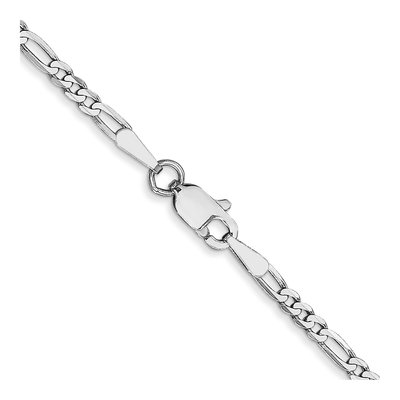 14K White Gold 2.25mm 16-Inch Flat Figaro Chain – view 3