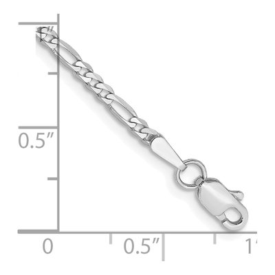 14K White Gold 2.25mm Flat Figaro Chain Bracelet – view 3