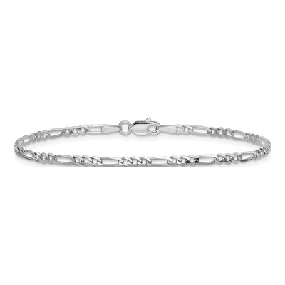 14K White Gold 2.25mm Flat Figaro Chain Bracelet – view 4