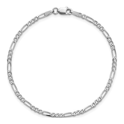 14K White Gold 2.25mm Flat Figaro Chain Bracelet – view 5
