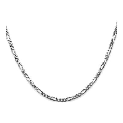 14K White Gold 2.75mm Flat Figaro Chain – view 2