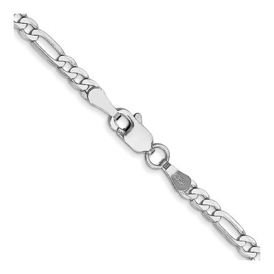 14K White Gold 2.75mm Flat Figaro Chain – view 3