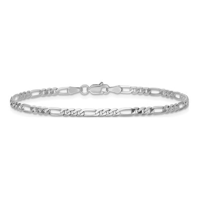 14K White Gold 2.75mm Flat Figaro Chain Bracelet – view 4