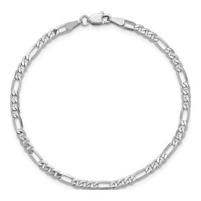 14K White Gold 2.75mm Flat Figaro Chain Bracelet – view 5