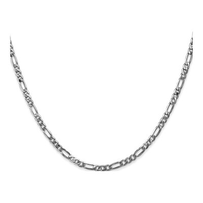 14K White Gold 3mm Flat Figaro Chain 20 in Lobster – view 2