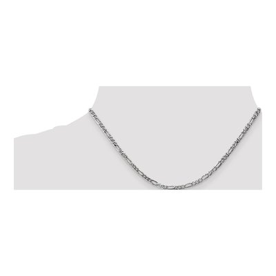 14K White Gold 3mm Flat Figaro Chain 20 in Lobster – view 4