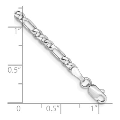 14K White Gold 3mm Flat Figaro Chain Bracelet – view 3