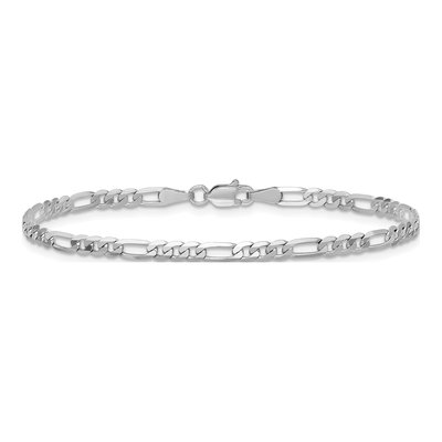 14K White Gold 3mm Flat Figaro Chain Bracelet – view 4