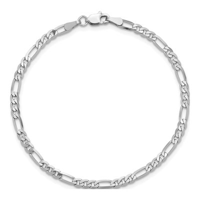 14K White Gold 3mm Flat Figaro Chain Bracelet – view 5