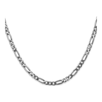 14K White Gold 4mm Flat Figaro Chain – view 2