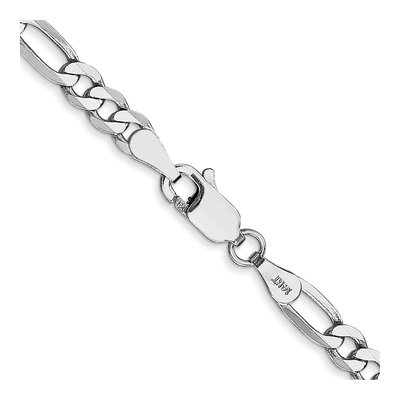 14K White Gold 4mm Flat Figaro Chain – view 3